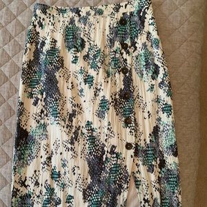 Anthropologie Snakeskin Print MIdi Skirt